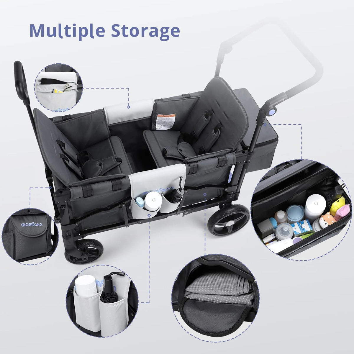 Momfann 2-Seater All-Terrain Stroller Wagon for Kids