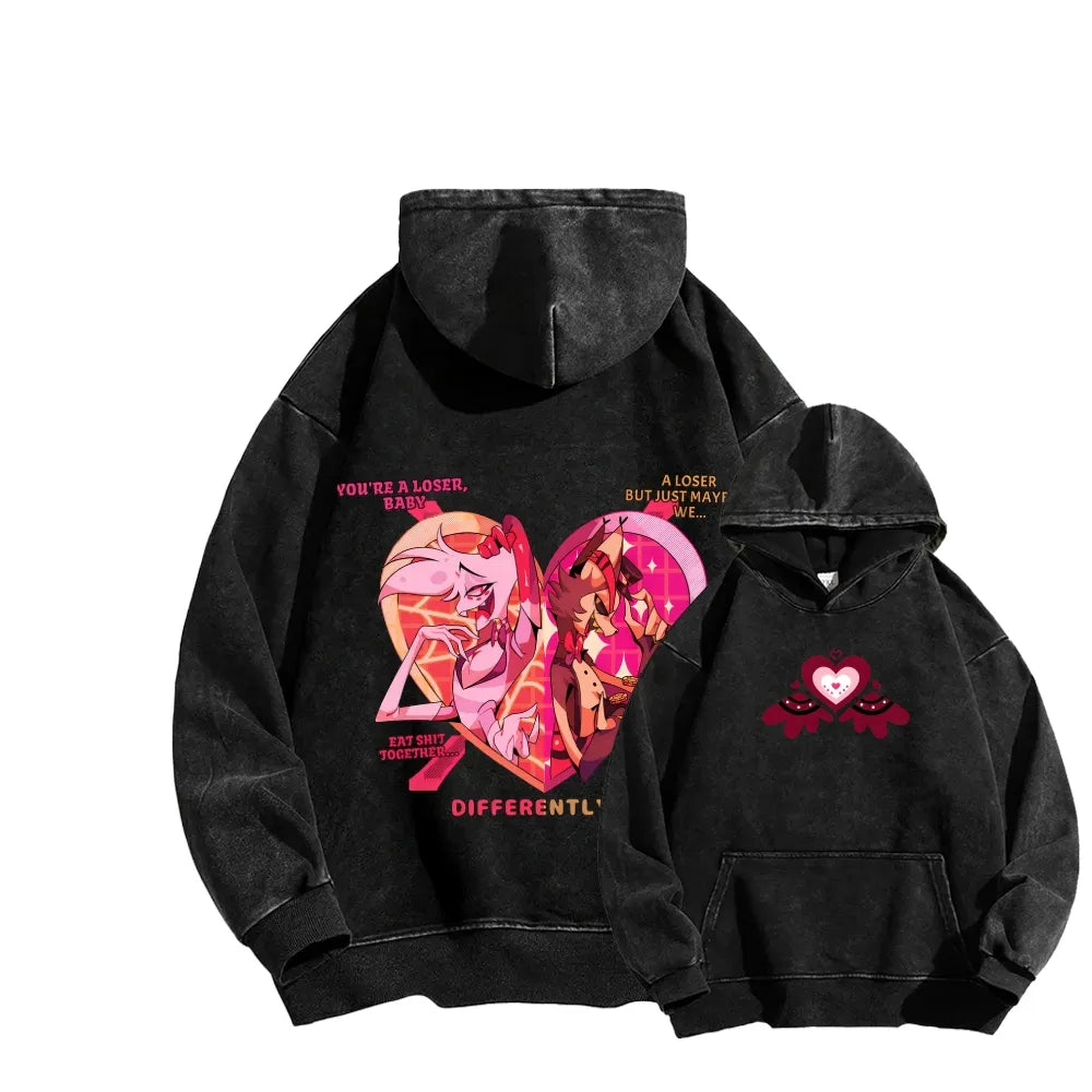 Hazbin Hotel Unisex Washed Hoodie 'TTT'